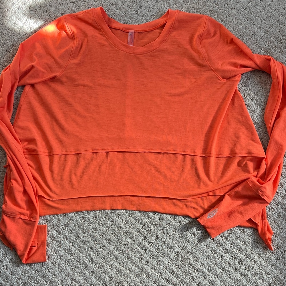 XS Free People Movement Temp Long Sleeve Orange Athletic Top